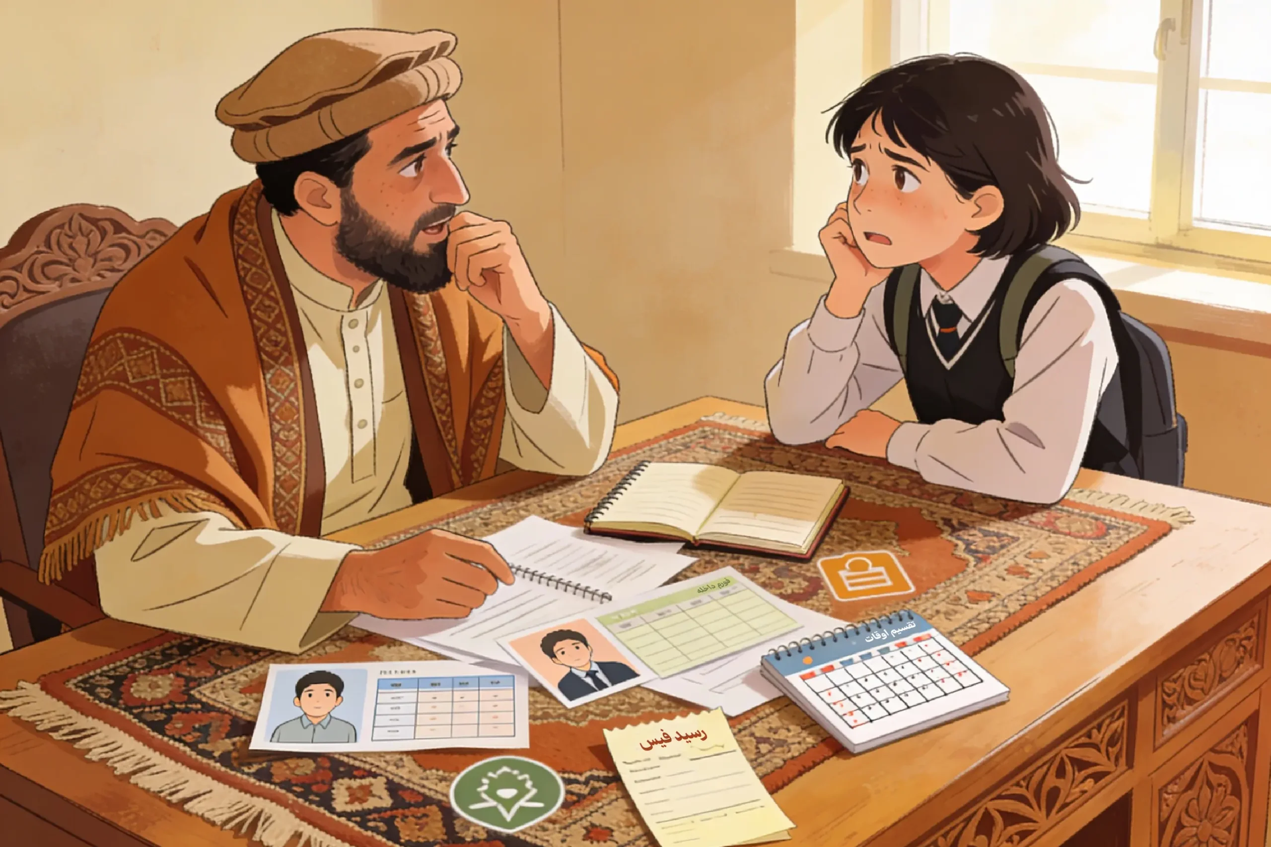 ۵ مشکل، یک دلیل. مدیر در حال صحبت کردن با شاگرد.