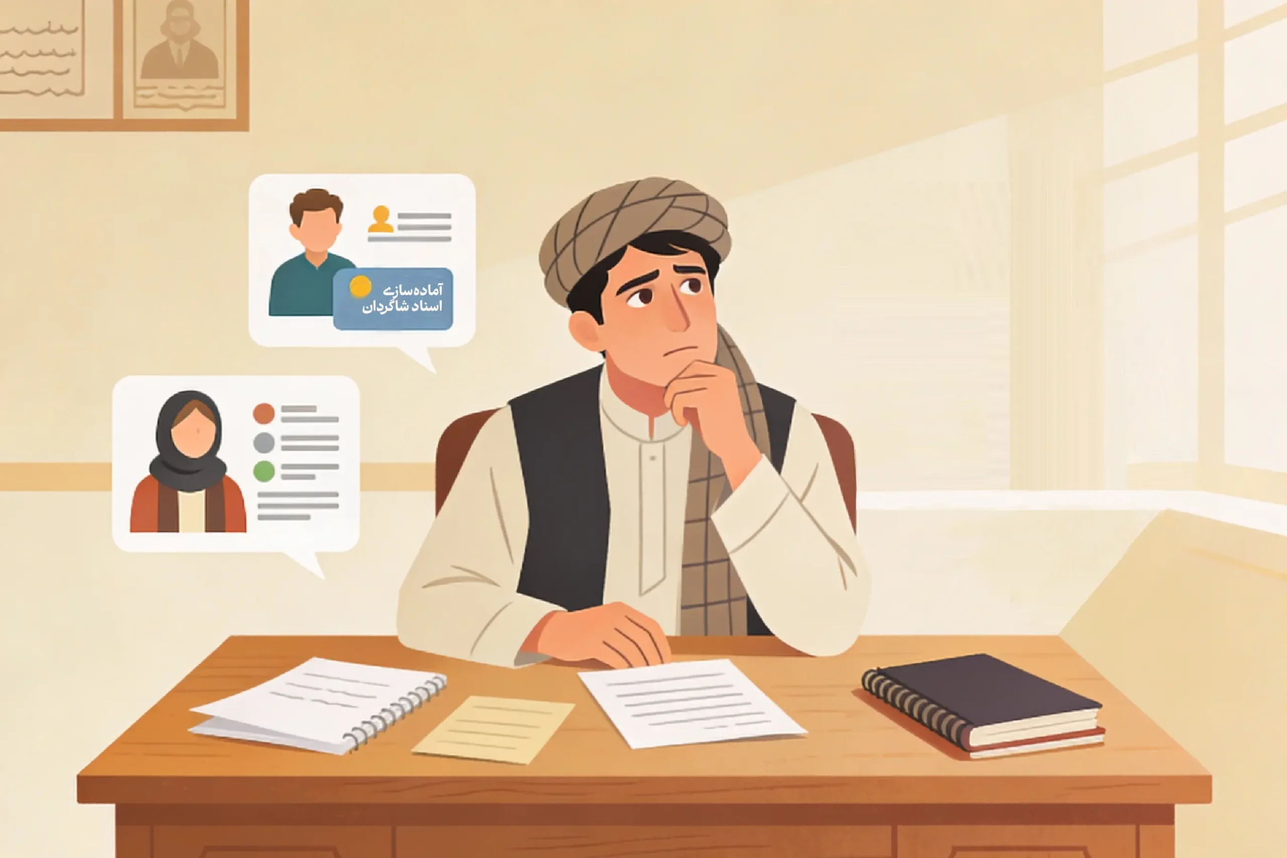 کار زیاد شده، مدیریت سختر؟ یک مدیر در حال فکر کردن به انبوه کارهای تنلبار شده.